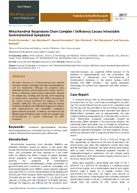 Mitochondrial Respiratory Chain Complex I Deficiency Causes