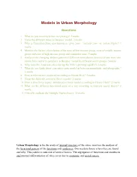 Models in Urban Morphology