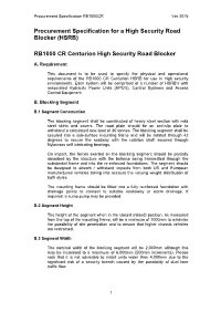 Procurement Specification for a High Security Roadblocker (HSB)
