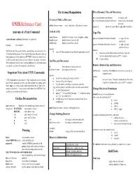 UNIX Reference Card Create a Directory Called Options: -I Interactive Mode