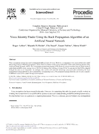 Voice Identity Finder Using the Back Propagation Algorithm of An