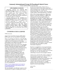 Amnesty International Group 22 Pasadena/Caltech News Volume XXVII Number 1, January 2019 to Turn It Into All Charter Schools
