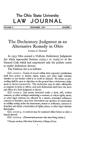 Declaratory Judgment As an Alternative Remedy in Ohio