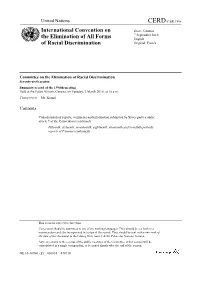 International Convention on the Elimination of All Forms of Racial Discrimination, Domestic Arrangements for Recording Reports, and Prohibited Acts and Expressions