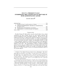 Interpreting the Constitution in the Wake of Bush Administration Abuses