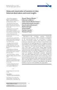 Status and Conservation of Manatees in Cuba: Historical Observations and Recent Insights