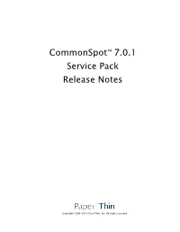 Commonspot™ 7.0.1 Service Pack Release Notes