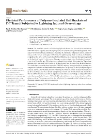 Electrical Performance of Polymer-Insulated Rail Brackets of DC Transit Subjected to Lightning Induced Overvoltage