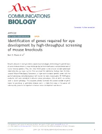 Identification of Genes Required for Eye Development by High-Throughput Screening of Mouse Knockouts