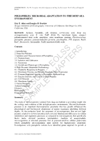 Piezophiles: Microbial Adaptation to the Deep-Sea Environment - Eric E