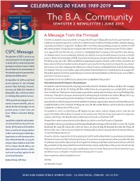 The B.A. Community SEMESTER 2 NEWSLETTER | JUNE 2019