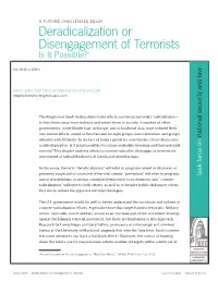 Deradicalization Or Disengagement of Terrorists