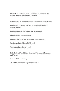 IMF and World Bank Structural Adjustment Programs and Poverty