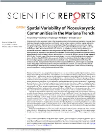 Spatial Variability of Picoeukaryotic Communities in the Mariana Trench Hongmei Jing1, Yue Zhang1,2, Yingdong Li3, Wenda Zhu1,2 & Hongbin Liu 3