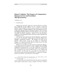 The Purpose of Compensatory Damages in Tort and Fraudulent Misrepresentation