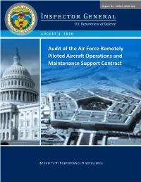 Audit of the Air Force Remotely Piloted Aircraft Operations and Maintenance Support Contract