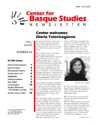Basque Studies N E W S L E T T E R