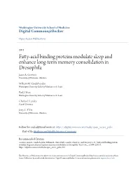 Fatty-Acid Binding Proteins Modulate Sleep and Enhance Long-Term Memory Consolidation in Drosophila Jason R