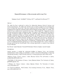 Financial Performance: a Macroeconomic and Leverage View
