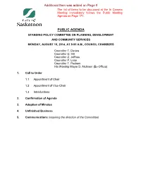 PUBLIC AGENDA Additional Item Was Added on Page 8