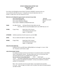 ROTARY INTERNATIONAL DISTRICT 5450 FILING 990S - Basics March, 2021