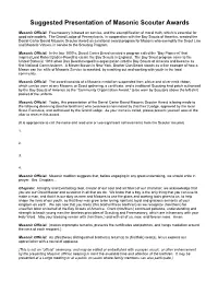 Suggested Presentation of Masonic Scouter Awards