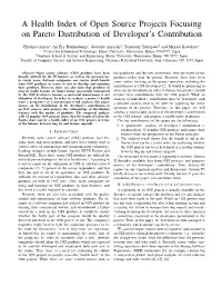 A Health Index of Open Source Projects Focusing on Pareto Distribution of Developer’S Contribution