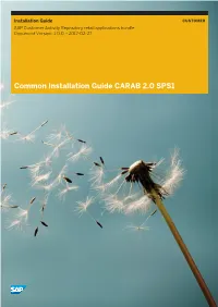 Common Installation Guide CARAB 2.0 SPS1 Content