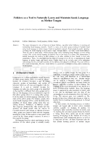 Folklore As a Tool to Naturally Learn and Maintain Sasak Language As Mother Tongue