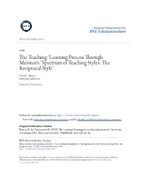 Spectrum of Teaching Styles: the Reciprocal Style