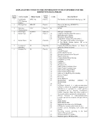 Explanatory Notes to the Information to Be Furnished for the Respective Data Fields
