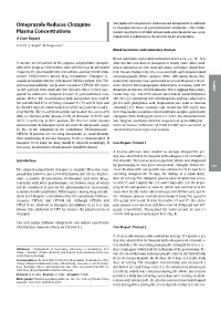 Omeprazole Reduces Clozapine Plasma Concentrations