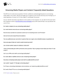Streaming Media Players and Content: Frequently Asked Questions