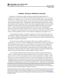 Aadhaar: Giving an Identity to India (A)