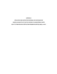 Appendix Ii Application and Supporting Materials for Authorization Under Clean Water Act 518 for Purposes of Administering Wate