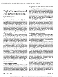 Baylor University Aided FBI in Waco Firestorm