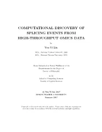 Computational Discovery of Splicing Events from High-Throughput Omics Data