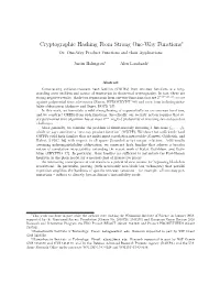 Cryptographic Hashing from Strong One-Way Functions∗ Or: One-Way Product Functions and Their Applications
