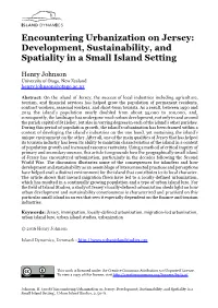 Encountering Urbanization on Jersey: Development, Sustainability, and Spatiality in a Small Island Setting