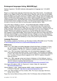Endangered Languages Listing: MAGORI [Zgr]