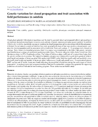 Genetic Variation for Clonal Propagation and Trait Association with Field Performance in Sainfoin