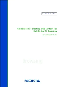 Guidelines for Creating Web Content for Mobile and PC Browsing
