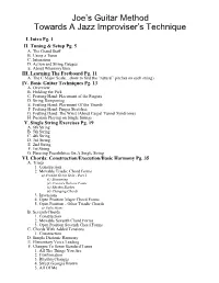 Joe's Guitar Method Towards a Jazz Improviser's Technique