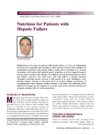 Nutrition for Patients with Hepatic Failure