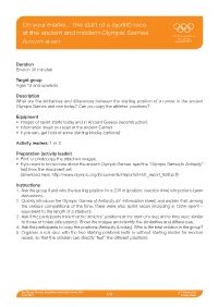On Your Marks… the Start of a (Sprint) Race at the Ancient and Modern Olympic Games ACTIVITY SHEET