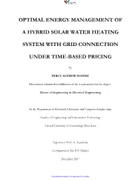Optimal Energy Management of a Hybrid Solar Water Heating System with Grid Connection Under Time-Based Pricing”