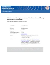 Predictors of Verbal Fluency Performance in Older Adults