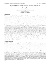 Raymond Williams and the Structure of Feeling of Reality TV