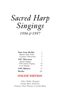 Sacred Harp Minutes 1996