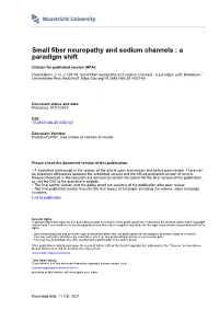 Small Fiber Neuropathy and Sodium Channels : a Paradigm Shift